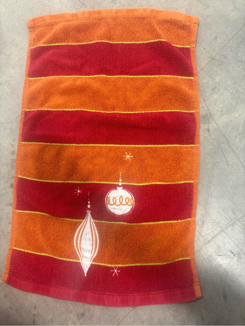 Ornament Embroidered Holiday Dish Towel